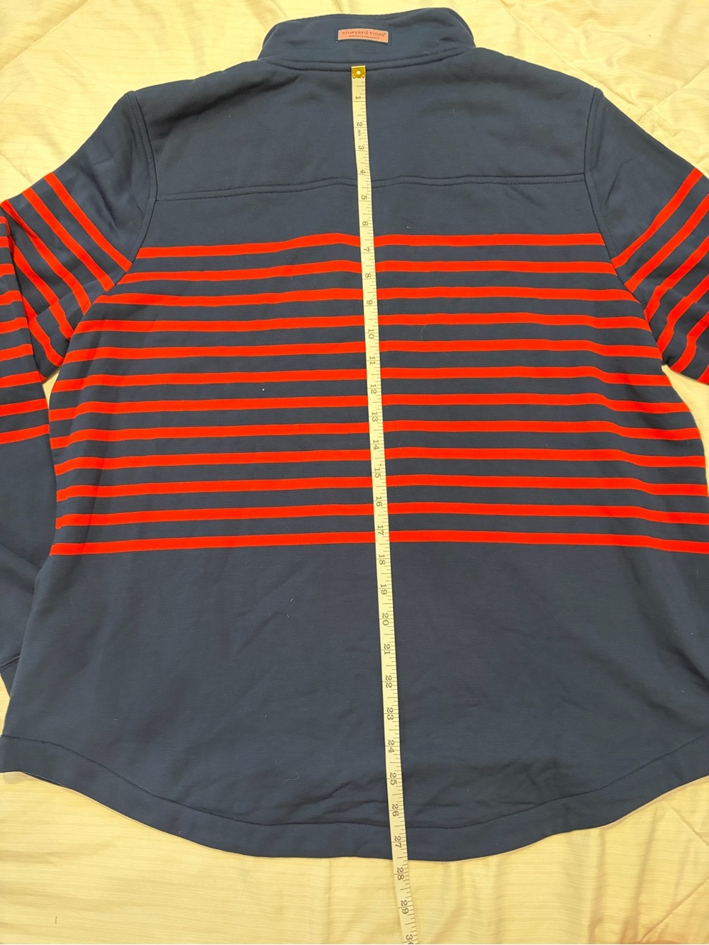 Vineyard Vines Women’s Shep Shirt Navy & Red Striped Quarter-Zip Sweatshirt NWT - Picture 8 of 8